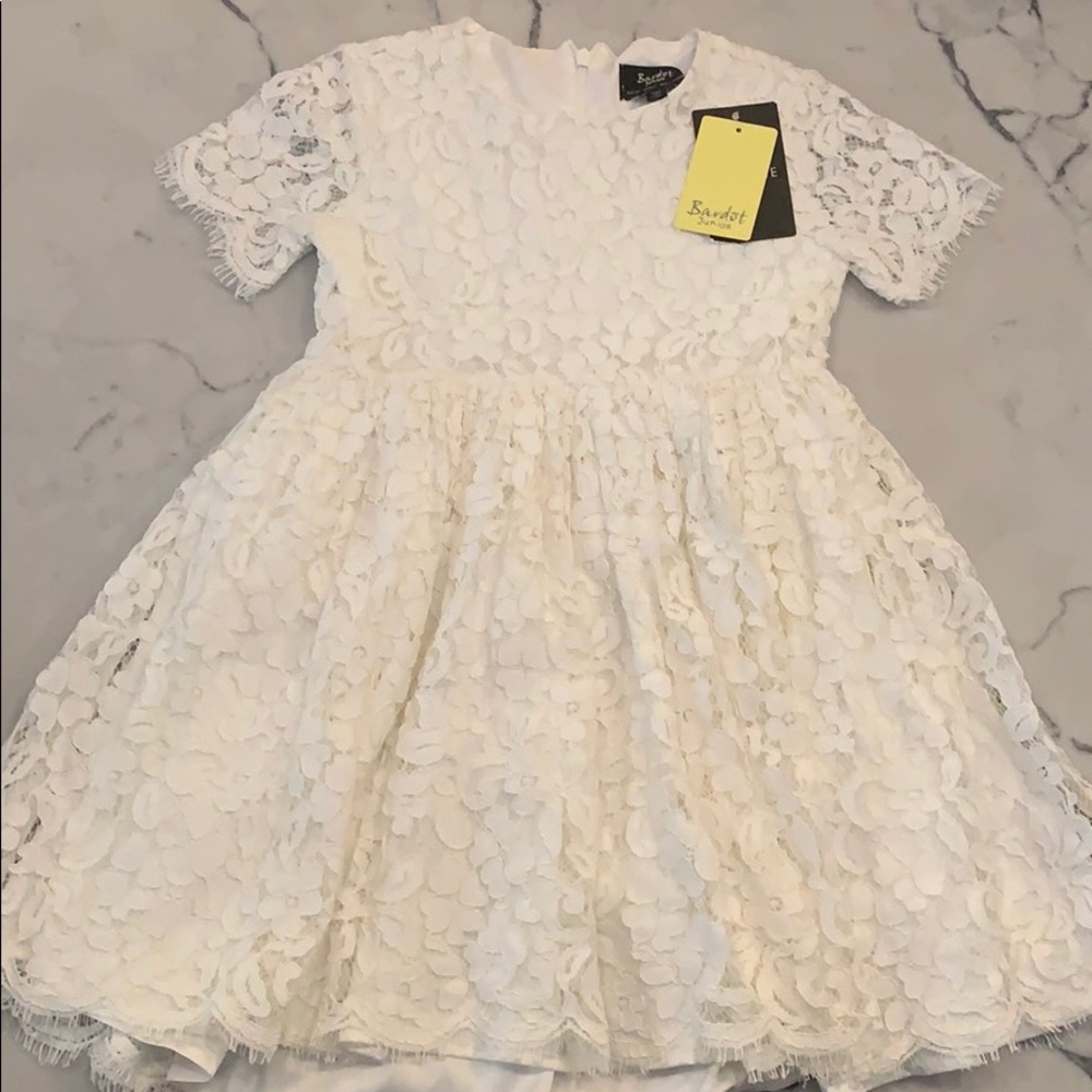 NEW Bardot Junior White Lace Dress Size 6x-7